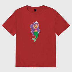 Футболка оверсайз женская Русалочка в короне, цвет: красный