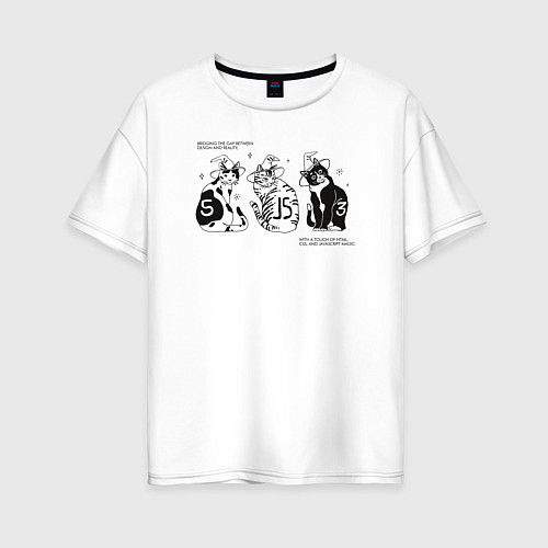 Женская футболка оверсайз Front-End Котики / Белый – фото 1