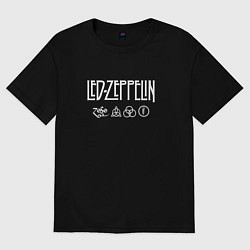 Футболка оверсайз женская Led Zeppelin символы, цвет: черный