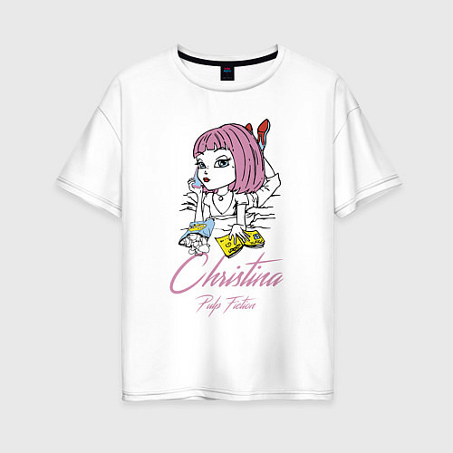 Женская футболка оверсайз Christina - pulp fiction / Белый – фото 1