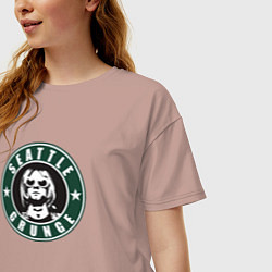 Футболка оверсайз женская Seattle grunge Nirvana Kurt, цвет: пыльно-розовый — фото 2