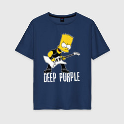 Женская футболка оверсайз Deep Purple Барт Симпсон рокер