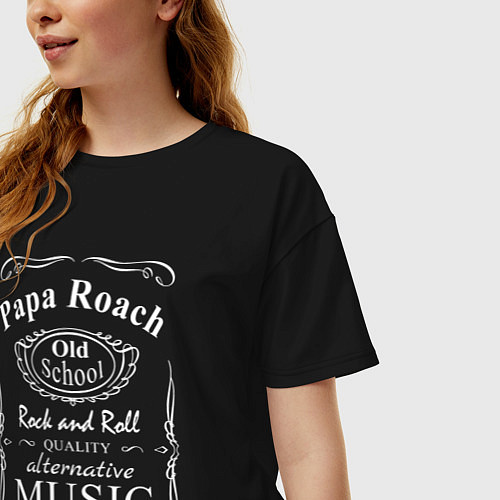 Женская футболка оверсайз Papa Roach в стиле Jack Daniels / Черный – фото 3