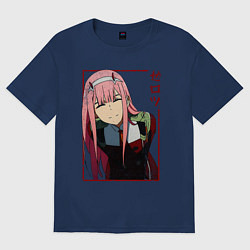 Футболка оверсайз женская Zero Two anime girl, цвет: тёмно-синий