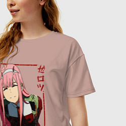 Футболка оверсайз женская Zero Two anime girl, цвет: пыльно-розовый — фото 2