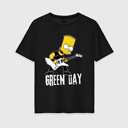 Футболка оверсайз женская Green Day Барт Симпсон рокер, цвет: черный