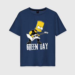 Женская футболка оверсайз Green Day Барт Симпсон рокер