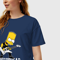 Футболка оверсайз женская Motorhead Барт Симпсон рокер, цвет: тёмно-синий — фото 2