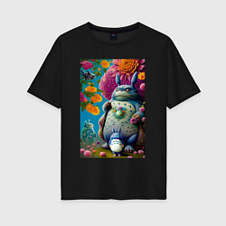 Женская футболка оверсайз My neighbor Totoro - neural network - fantasy