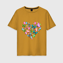 Женская футболка оверсайз Сердце бабочки