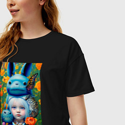 Футболка оверсайз женская Мой сосед Тоторо - нейросеть, цвет: черный — фото 2