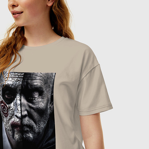 Женская футболка оверсайз Пила Джон Крамер / Миндальный – фото 3