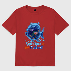 Футболка оверсайз женская По знаку зодиака рыбка, цвет: красный