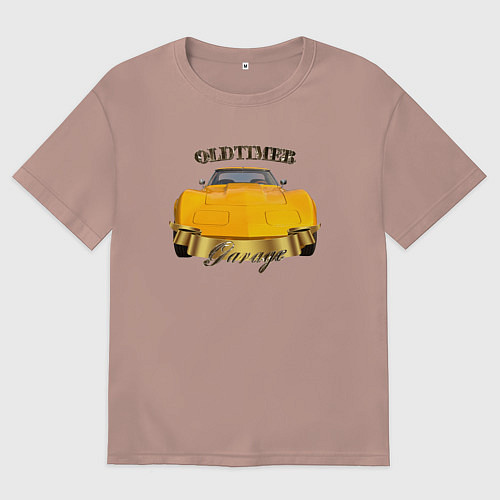 Женская футболка оверсайз Автомобиль маслкар Chevrolet Corvette Stingray / Пыльно-розовый – фото 1