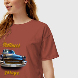 Футболка оверсайз женская Ретро автомобиль Buick Roadmaster, цвет: кирпичный — фото 2