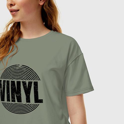 Женская футболка оверсайз Vinyl надпись с пластинкой / Авокадо – фото 3