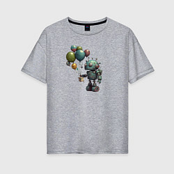 Женская футболка оверсайз Робот с шариками