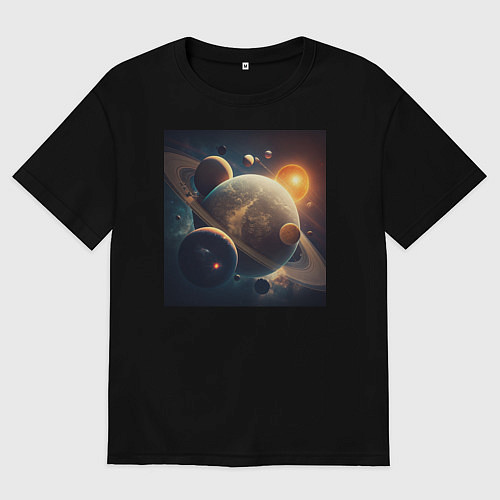 Женская футболка оверсайз Вся красота космоса / Черный – фото 1