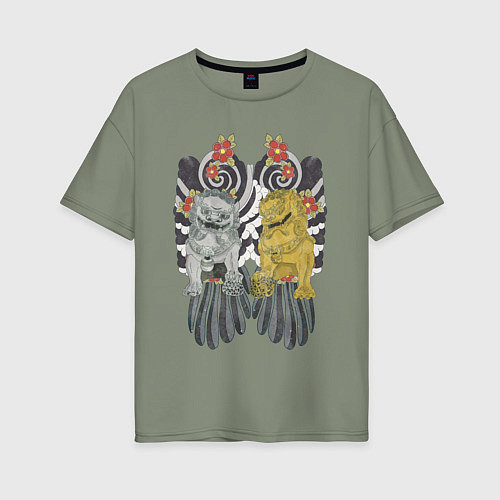 Женская футболка оверсайз Львиная защита / Авокадо – фото 1