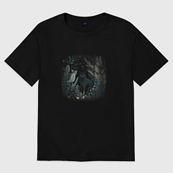 Футболка оверсайз женская Затаившийся в кустах, цвет: черный