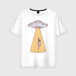 Женская футболка оверсайз Космонавт и НЛО