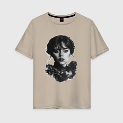 Женская футболка оверсайз Джена Ортега Уэнсдей Аддамс