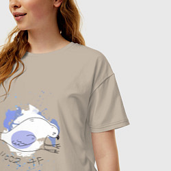 Футболка оверсайз женская Грустный голубь: mood AF, цвет: миндальный — фото 2