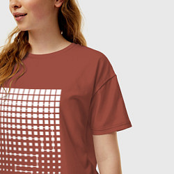 Футболка оверсайз женская Квадраты минимализм, цвет: кирпичный — фото 2