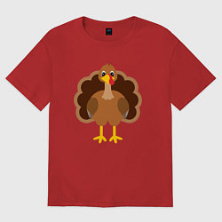 Футболка оверсайз женская Turkey bird, цвет: красный