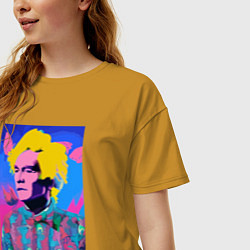 Футболка оверсайз женская Andy Warhol - self-portrait - pop art, цвет: горчичный — фото 2
