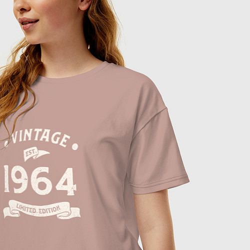 Женская футболка оверсайз Винтаж 1964 ограниченный выпуск / Пыльно-розовый – фото 3