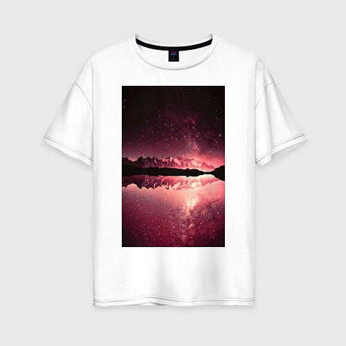 Женская футболка оверсайз Горы на фоне заката / Белый – фото 1