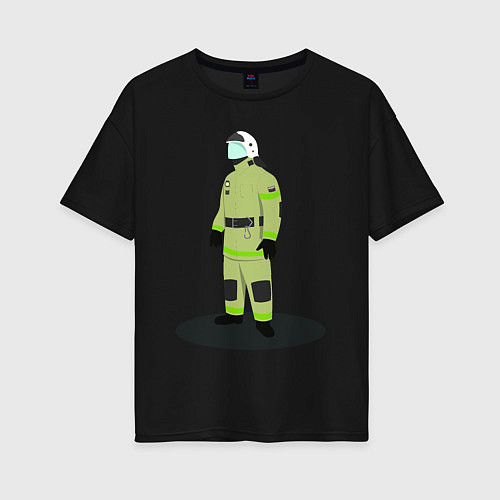 Женская футболка оверсайз Пожарный МЧС России / Черный – фото 1
