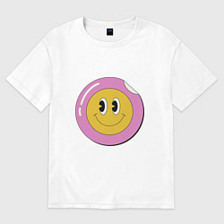 Женская футболка оверсайз Счастливый смайлик в стиле retro