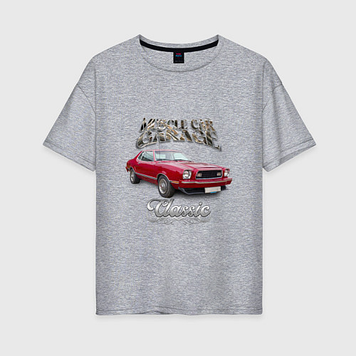 Женская футболка оверсайз Маслкар Ford Mustang / Меланж – фото 1