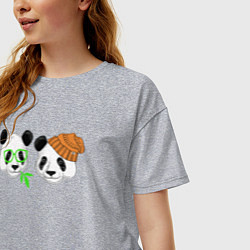 Футболка оверсайз женская Мишки панды, цвет: меланж — фото 2