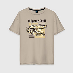 Футболка оверсайз женская Alligator skull, цвет: миндальный