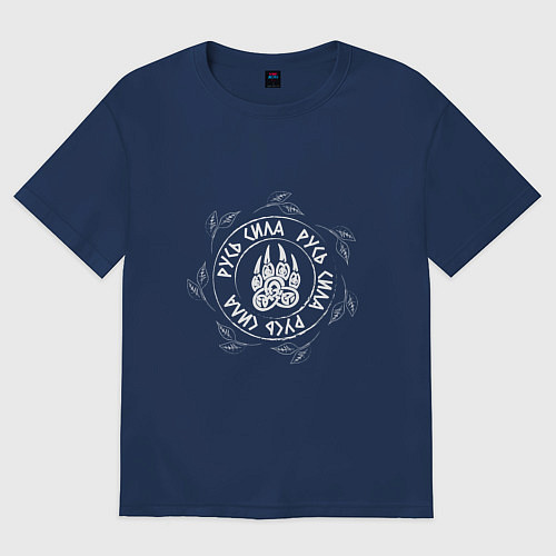 Женская футболка оверсайз Русь сила / Тёмно-синий – фото 1