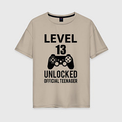 Футболка оверсайз женская Level 13 unlocked, цвет: миндальный