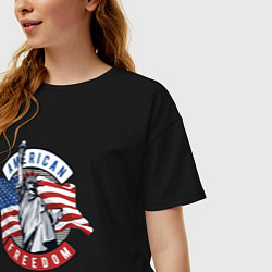 Футболка оверсайз женская American freedom, цвет: черный — фото 2