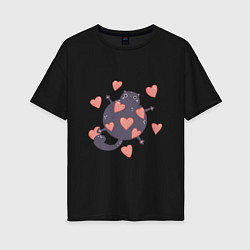 Женская футболка оверсайз Мартовский котик в любви