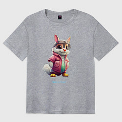 Футболка оверсайз женская Модный маленький заяц, цвет: меланж