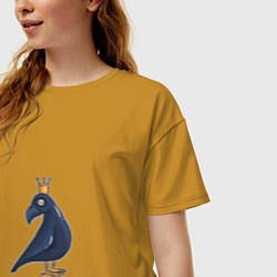 Футболка оверсайз женская Ворона в короне, цвет: горчичный — фото 2