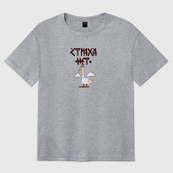 Футболка оверсайз женская Страха нет гусь викинг, цвет: меланж