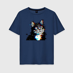 Женская футболка оверсайз Pixel cat