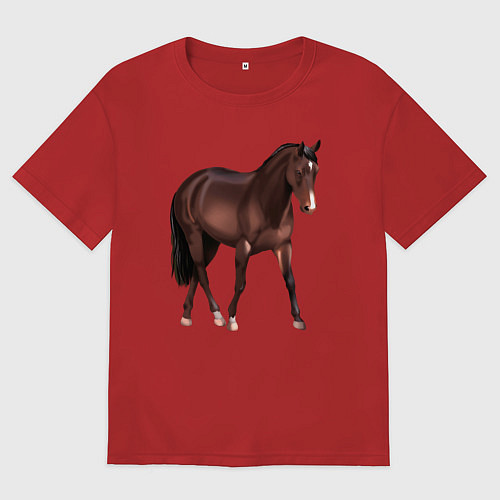 Женская футболка оверсайз Австралийская пастушья лошадь / Красный – фото 1