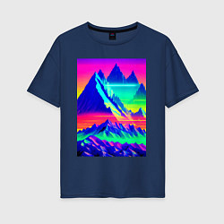 Женская футболка оверсайз Неоновые горы