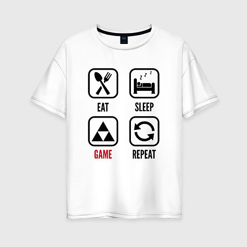 Женская футболка оверсайз Eat - sleep - Zelda - repeat / Белый – фото 1
