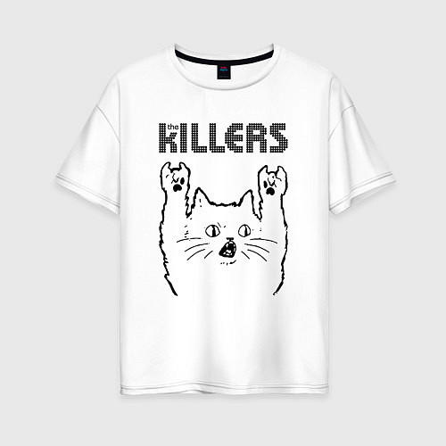 Женская футболка оверсайз The Killers - rock cat / Белый – фото 1