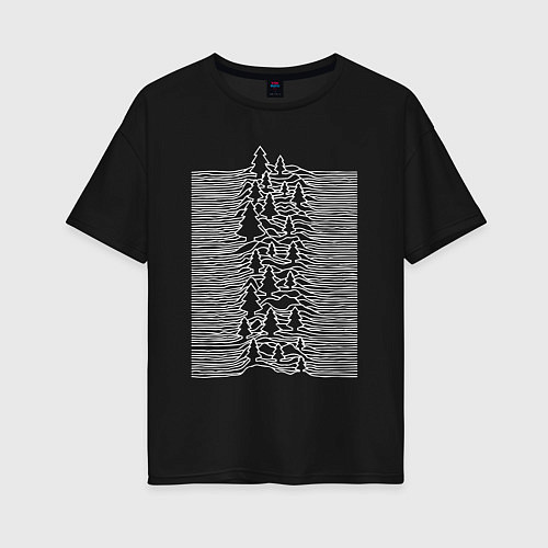 Женская футболка оверсайз Joy Division ёлки новогодний / Черный – фото 1